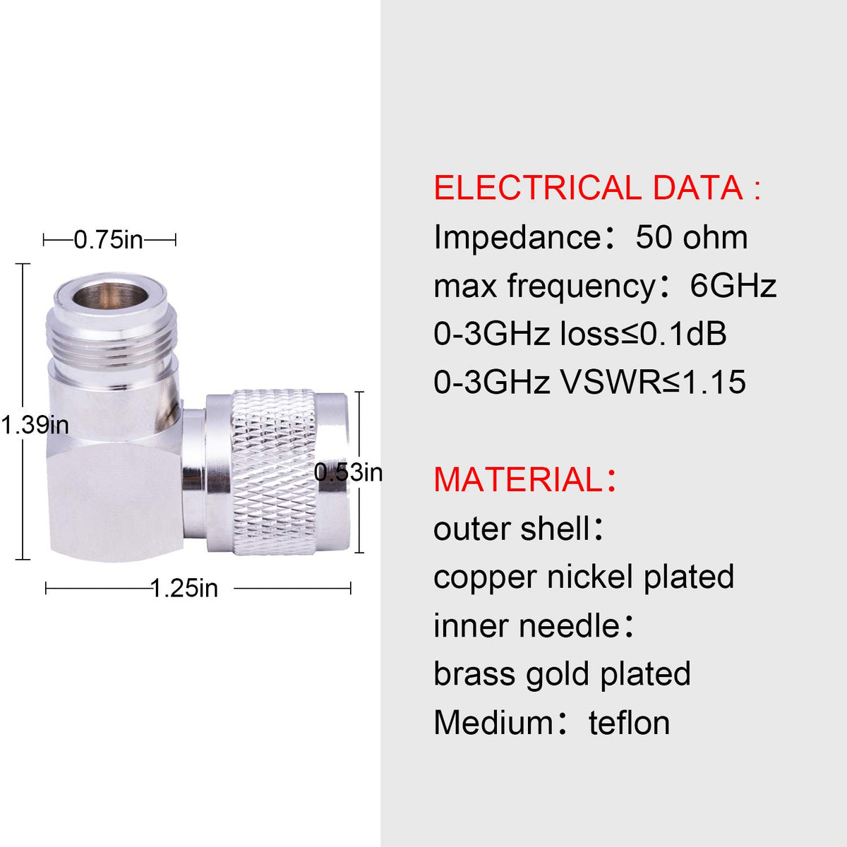 Right Angle N Male to N Female Coax Connector 10PACK O334