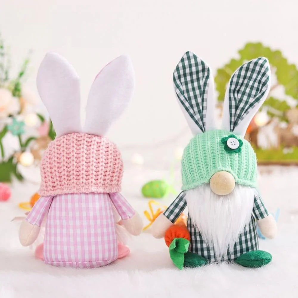 1/2 Pcs Plush Easter Bunny Handmade Swedish Tomte Elf Stuffed Doll Rabbit Ornaments X7175