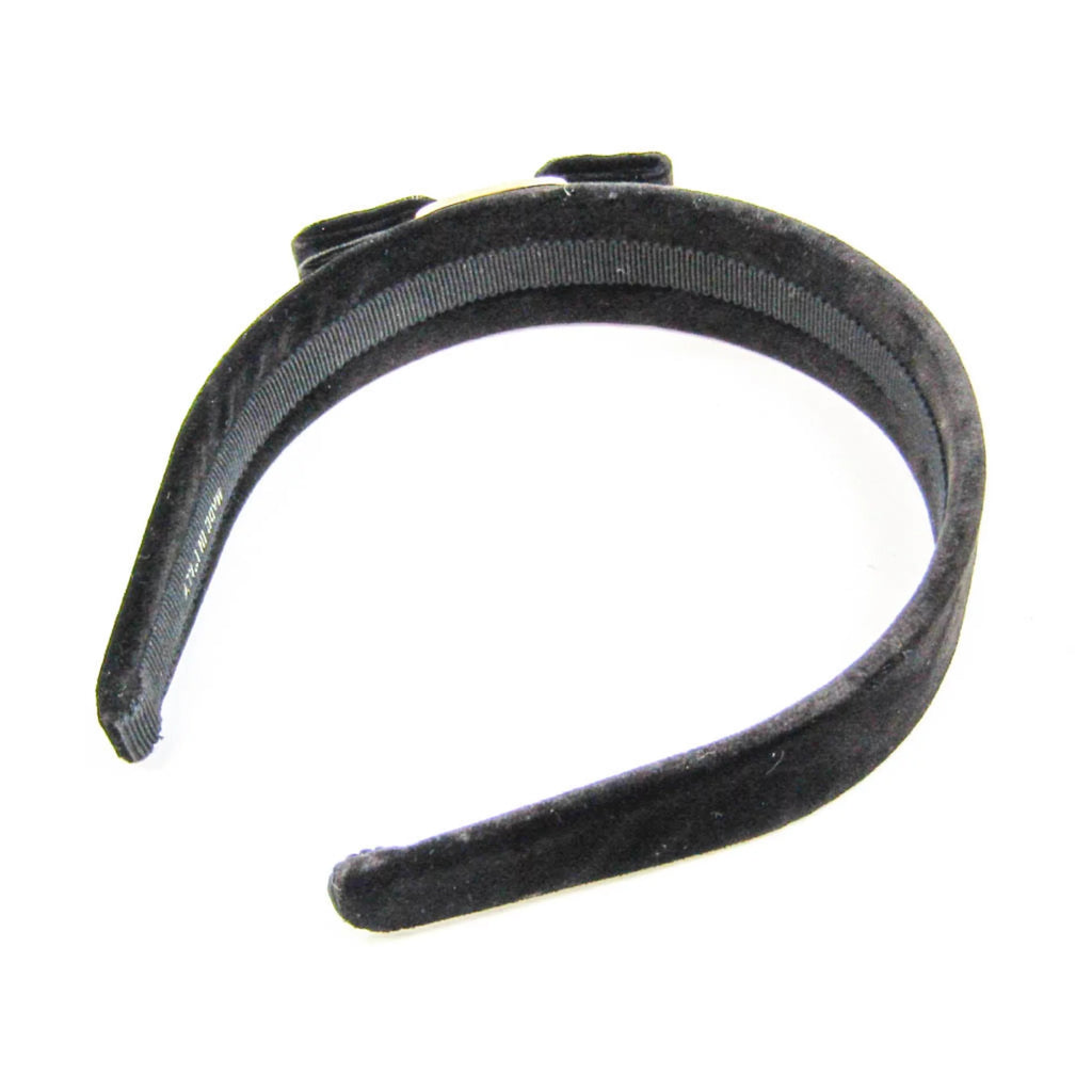 Pre-Owned Leather Metal Women's Alice Band Black, Champagne Gold O387007