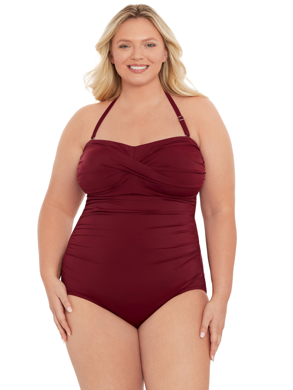 Bandeau Twist Front One Piece Swimsuit M588