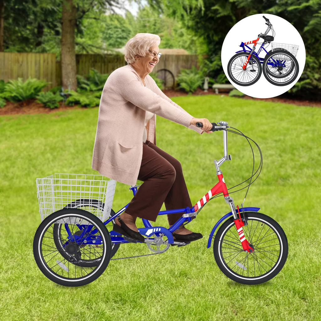 24 Inch 7-Speed 3 Wheels Folding Tricycle N706093
