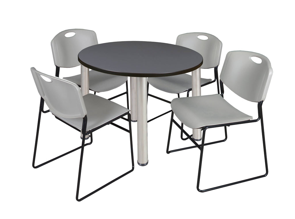 Round Breakroom Table with 4 Stack Chairs Y2986