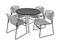 Round Breakroom Table with 4 Stack Chairs Y2986