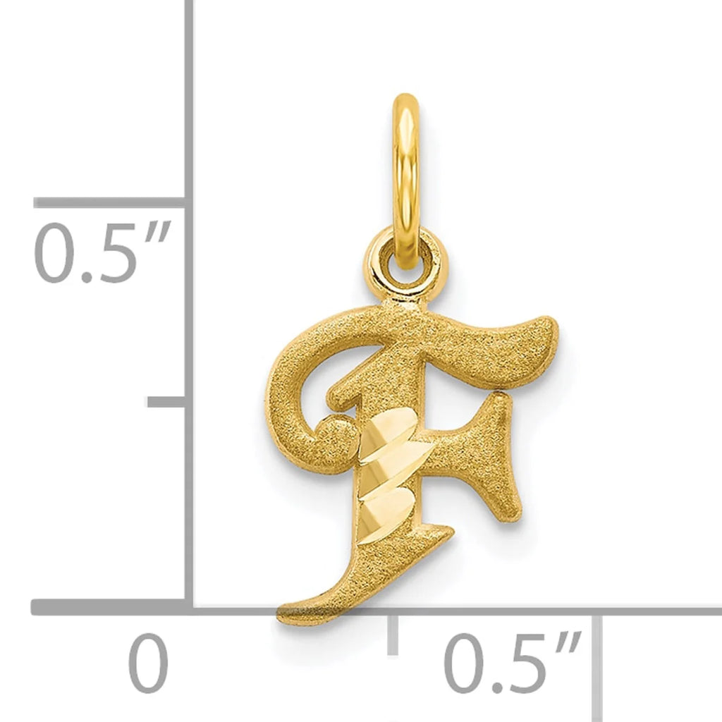 10K Yellow Gold Initial F Pendant Charm with Rope Chain Necklace 20'' B444185