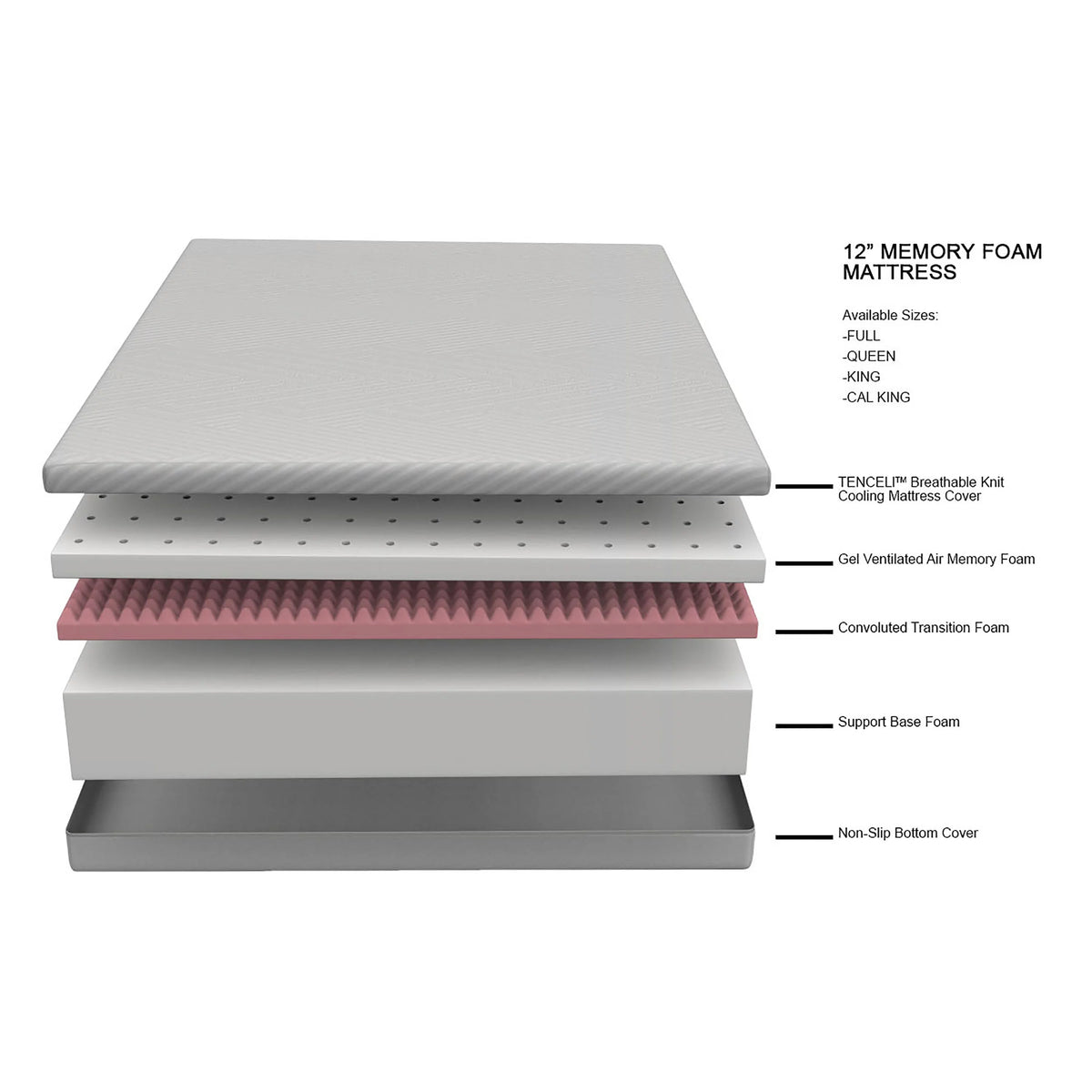 White 12-inch Memory Foam Mattress I18521