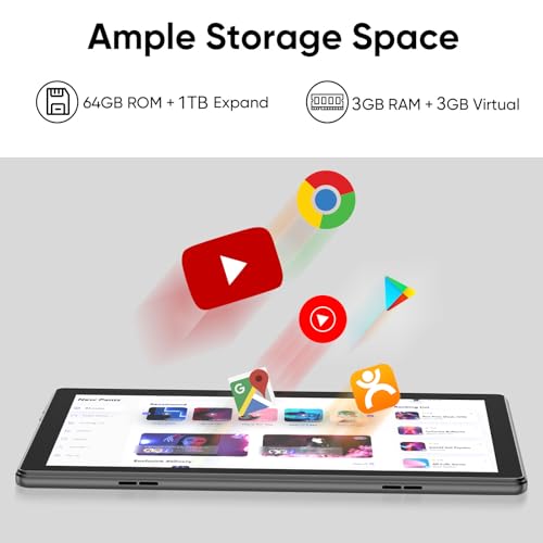 10 inch Android 14 Tablet 6GB RAM 64GB ROM Black Y204732