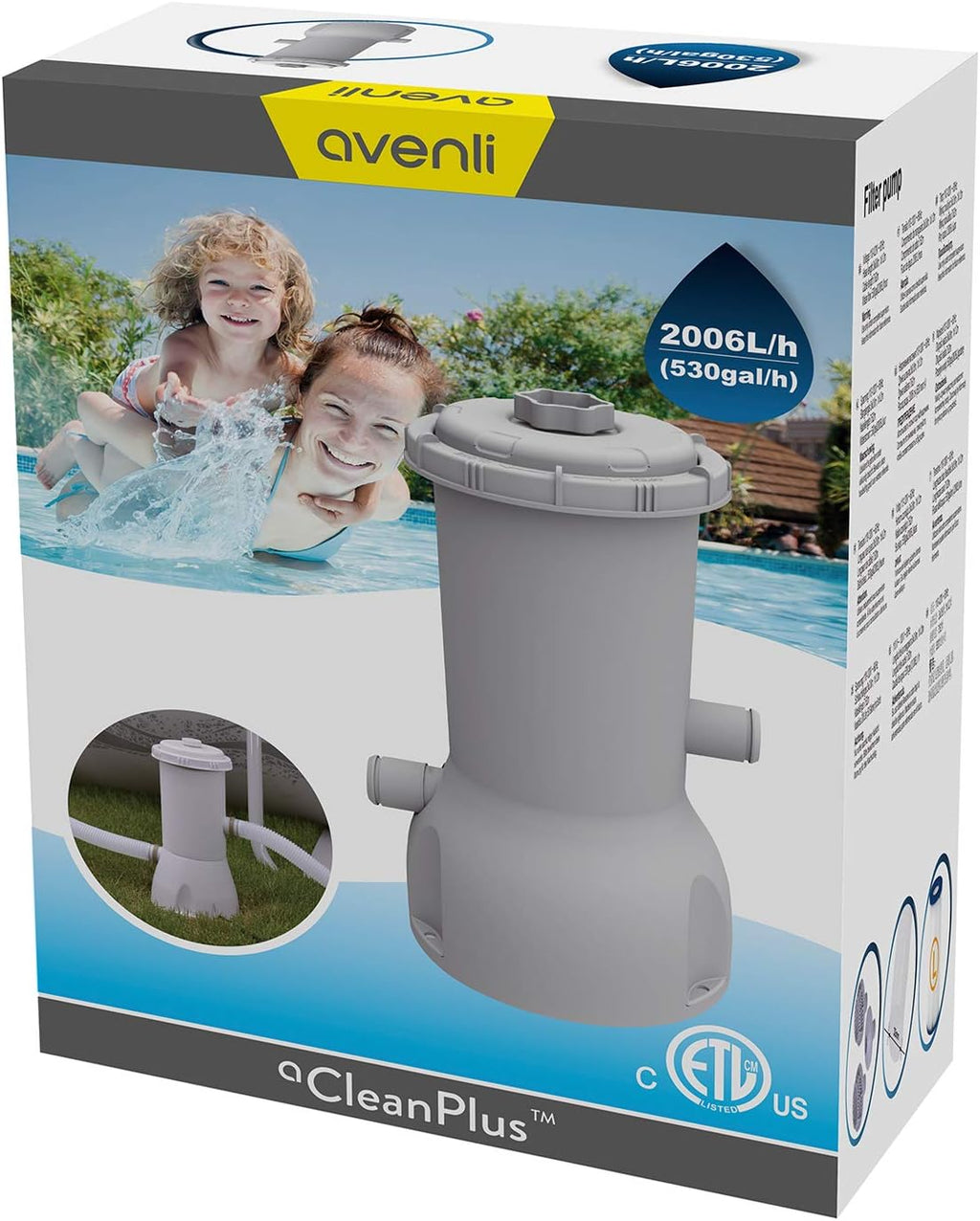 Above Ground Swimming Pool Filter Cartridge Pump with 32 mm Hoses Pack of 2 U36996
