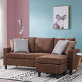 Brown L-Shaped Linen Fabric Sectional Sofa H270