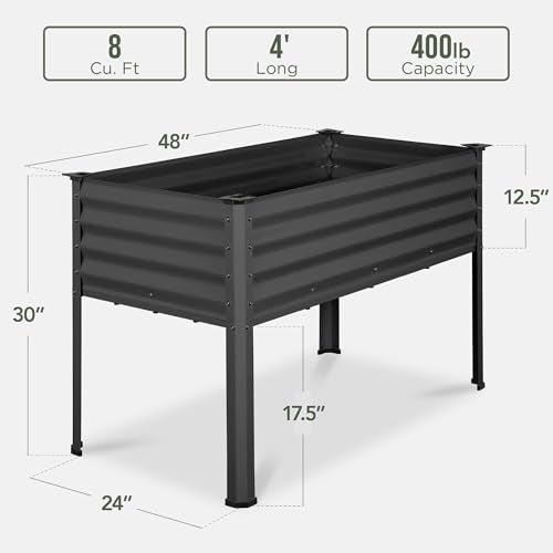 Galvanized Raised Garden Bed Metal Elevated Planter Box Dark Green S49229