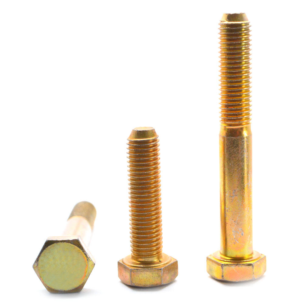 3/8-24 x 4 3/4 Fine Thread Grade 5 Hex Cap Screw Medium Carbon Steel Yellow Cadmium Plated S4941