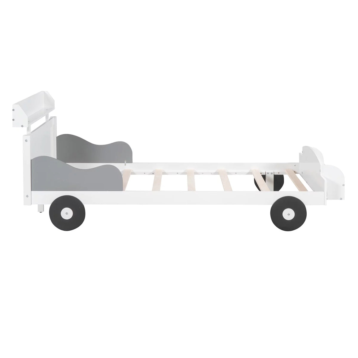 Twin Size Car-Shaped Platform Bed with Storage Shelf M467633
