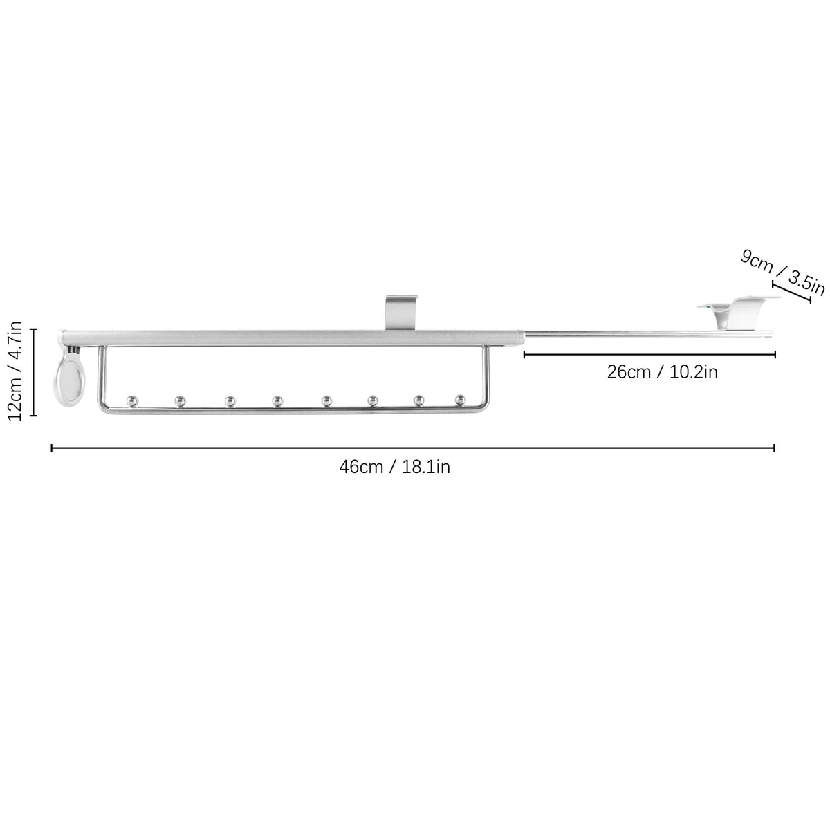 Stainless Steel Clothes Rail Retractable Closet Pull Out Rod 46x14x10cm G12846