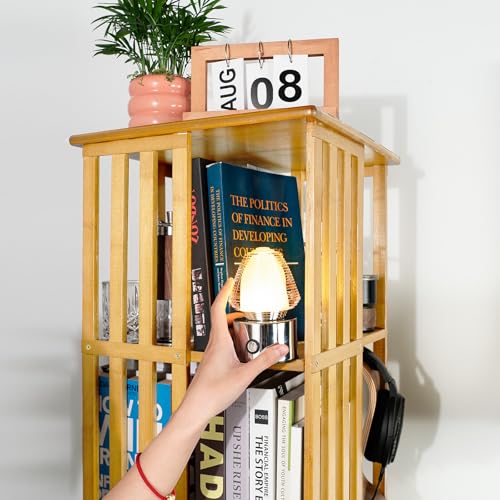 Walnut 6 Tier Bamboo Rotating Bookshelf M2504
