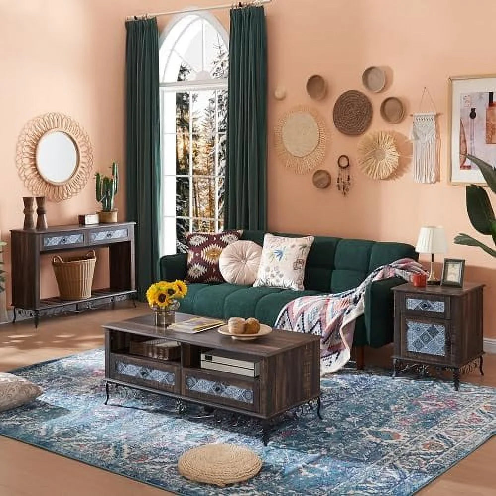 48" Dark Brown Coffee Table with Sliding Drawers N4075