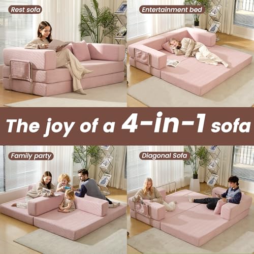 Off White Corduroy Modular Floor Couch S28385