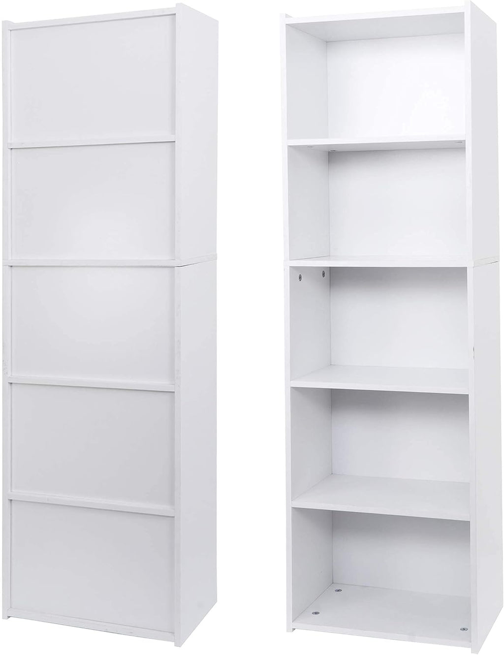 White 52 Inch 5-Shelf Wood Bookcase O6076