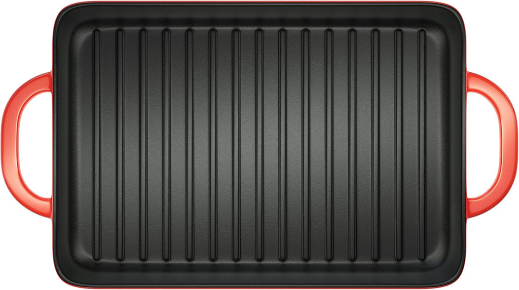 Red Enamel Cast Iron Grill Pan P290588