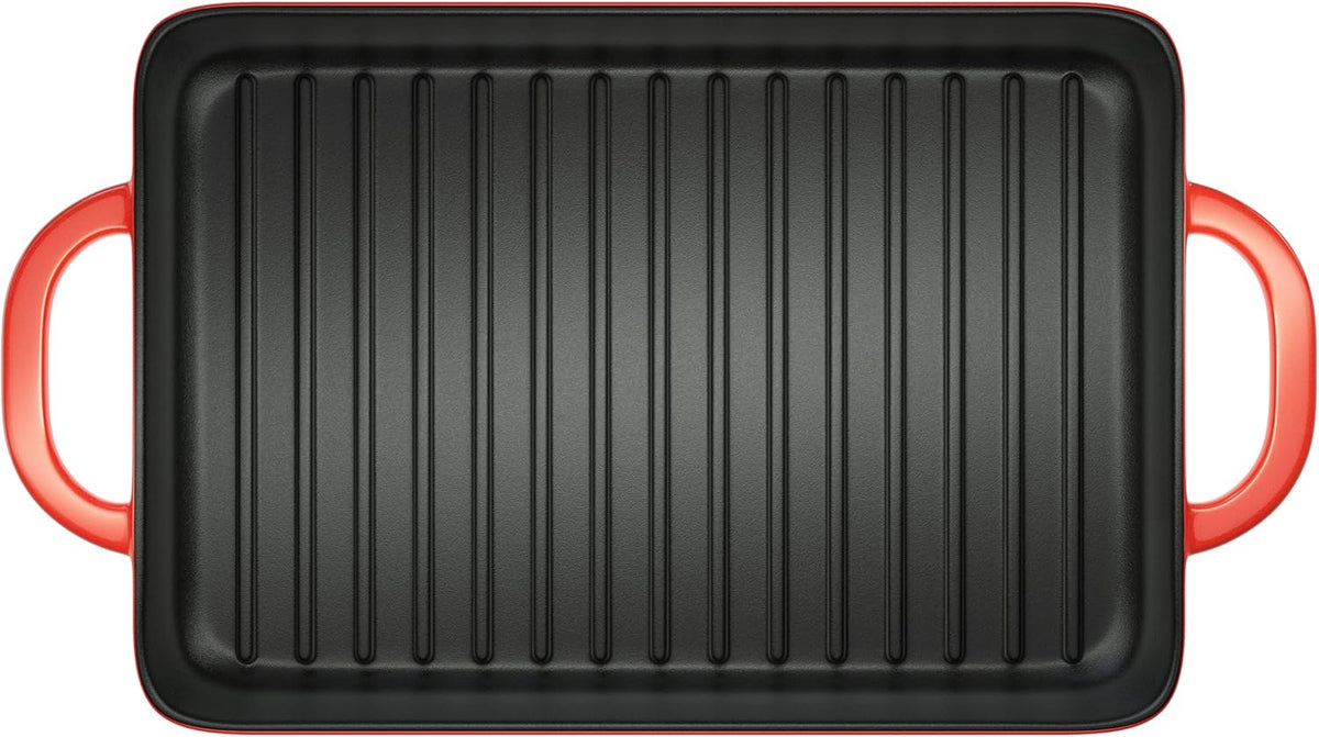 Red Enamel Cast Iron Grill Pan P290588