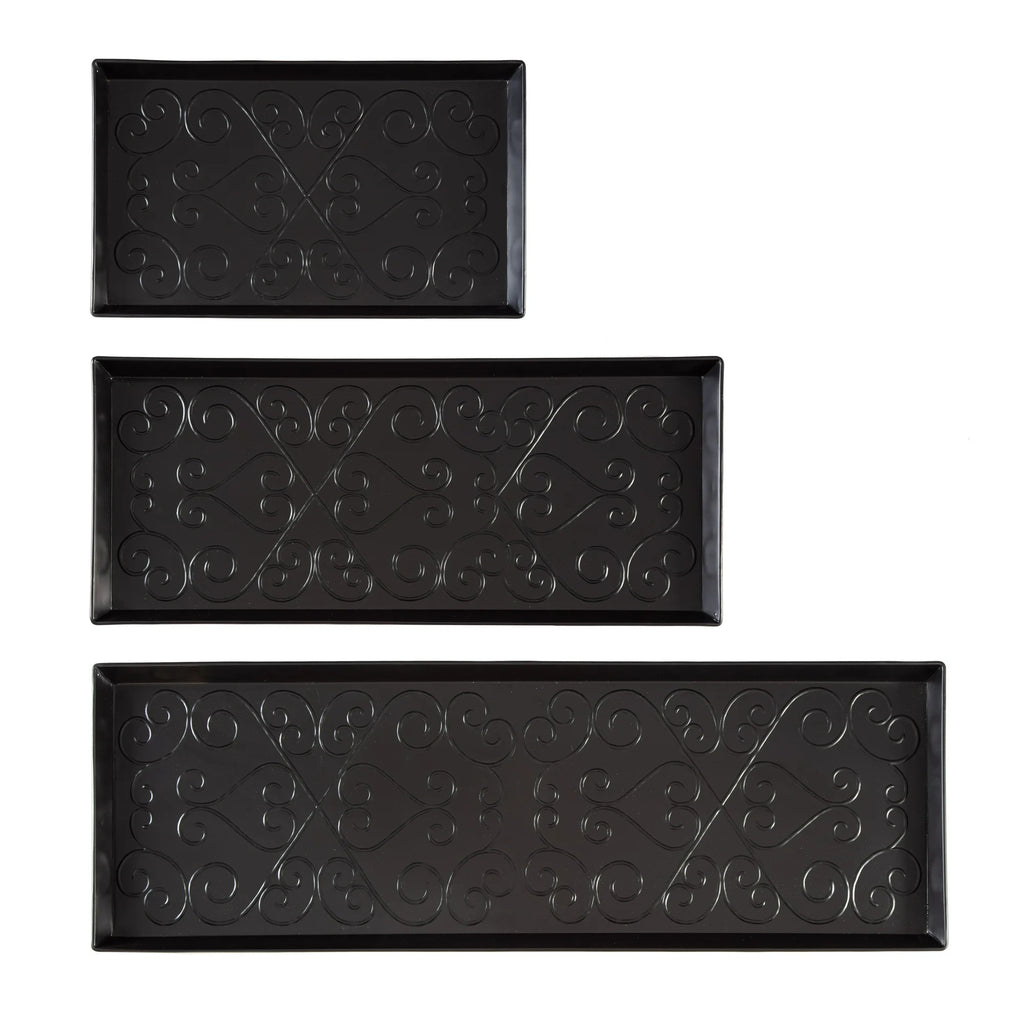 Black Metal Boot Tray with Coir Insert N5098