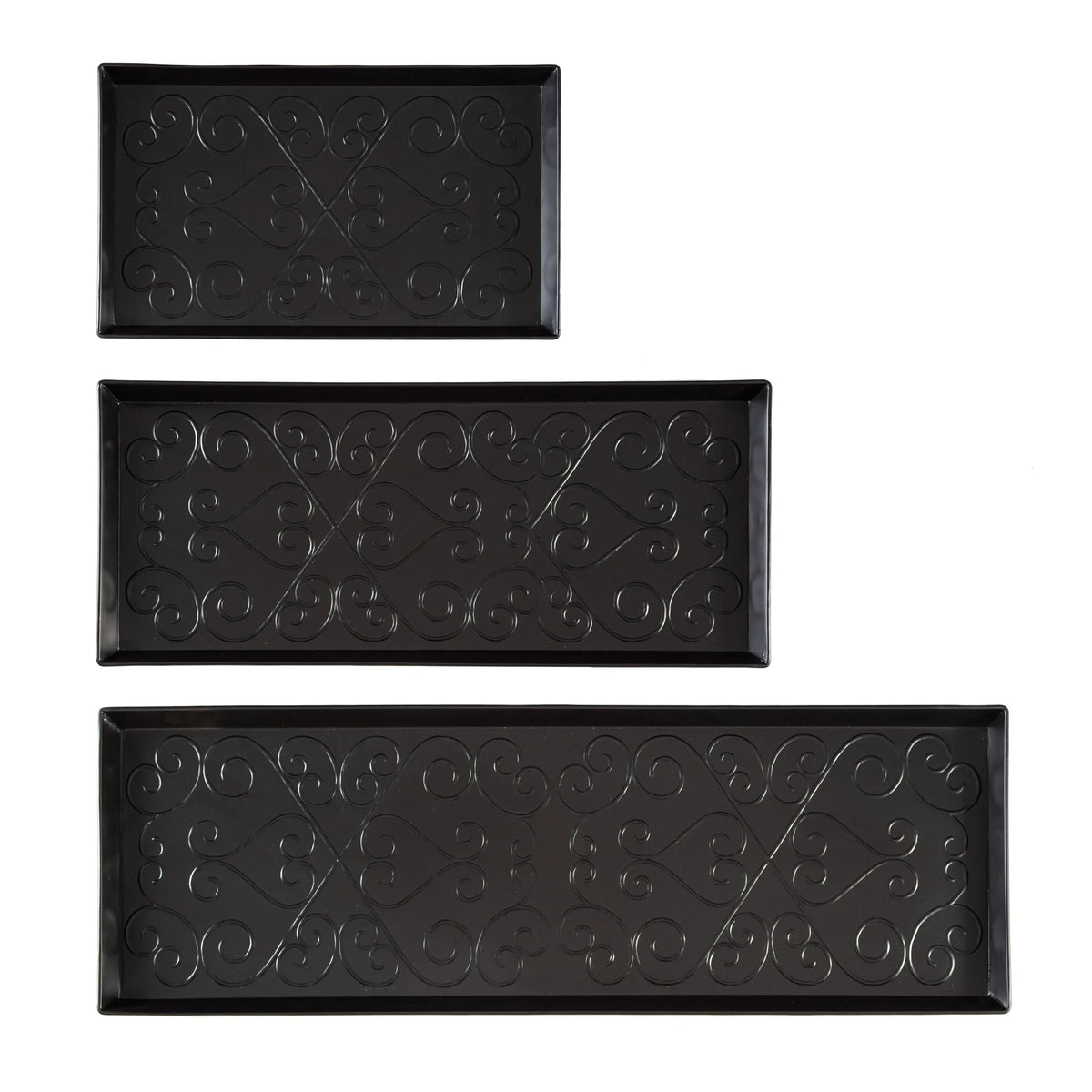 Black Metal Boot Tray with Coir Insert N5098