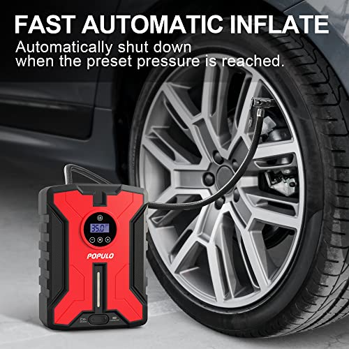 Dual-Power Cordless Tire Inflator Portable Air Compressor, 150PSI 12V Car DC Electric Air Pump with Digital Pressure Gauge C4443