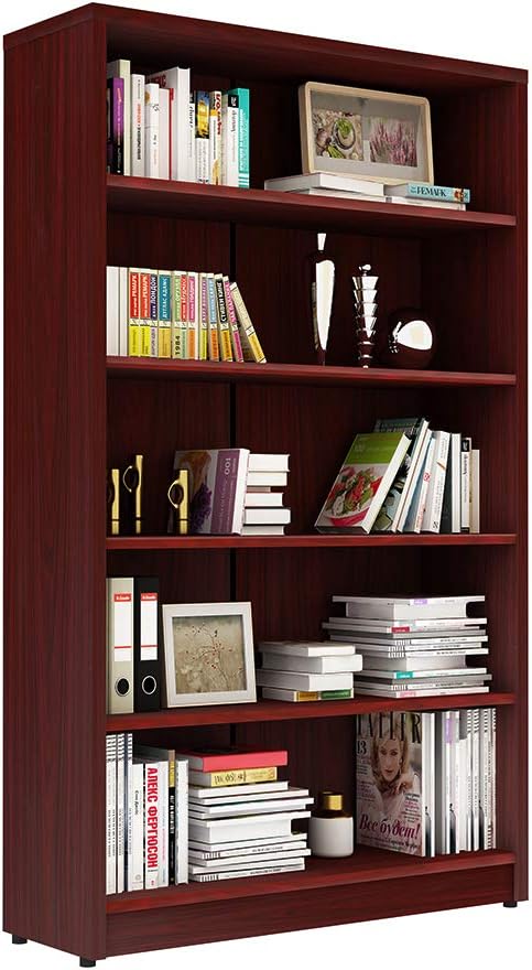 5-Shelf White Wood Bookcase O3163