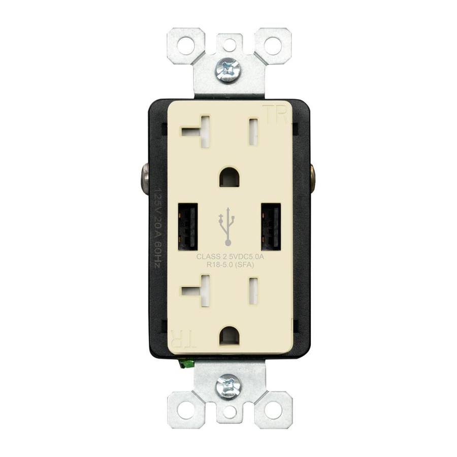 Light Almond 20-Amp Tamper Resistant USB Outlet (2-Pack) H564