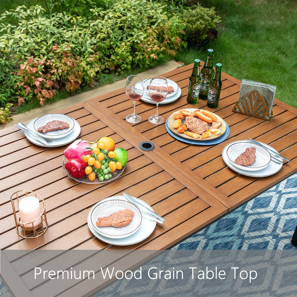 Outdoor Rectangle Dining Table with Umbrella Hole C2933