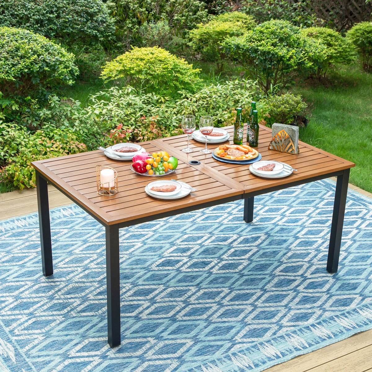 Outdoor Rectangle Dining Table with Umbrella Hole C2933