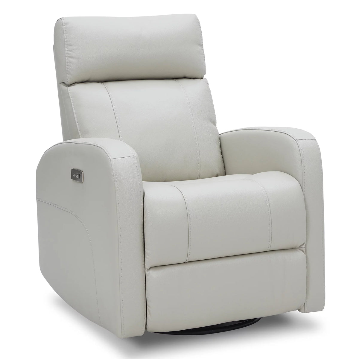White Leather Power Swivel Glider Recliner X525731