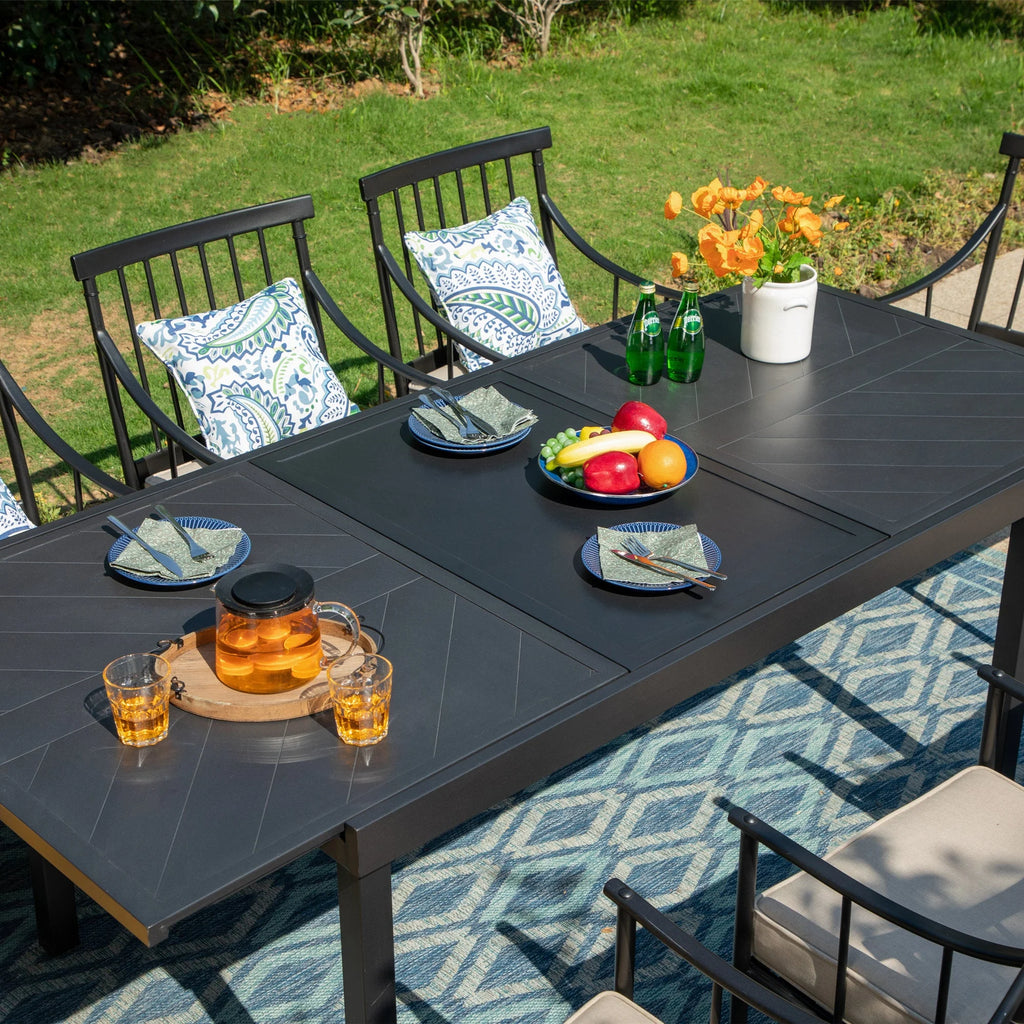 9-Piece Outdoor Dining Set with Extendable Table & Cushioned Chairs Y86697
