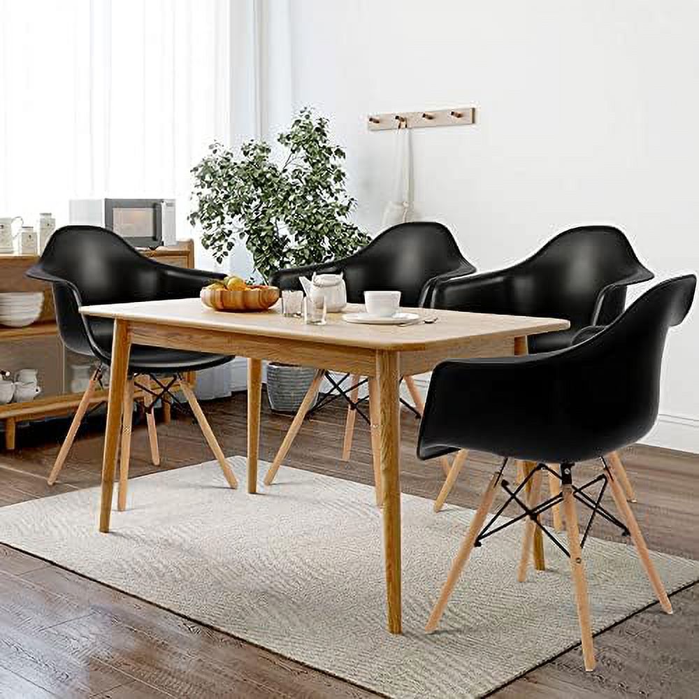 White Set of 4 Plastic Dining Chairs with Wood Legs F89890