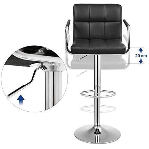 Black Leather Bar Stool Set of 2 Y38573