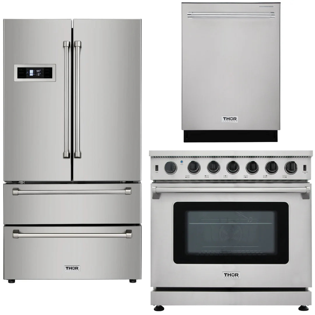 36 in. Gas Range, Refrigerator, Dishwasher A1376
