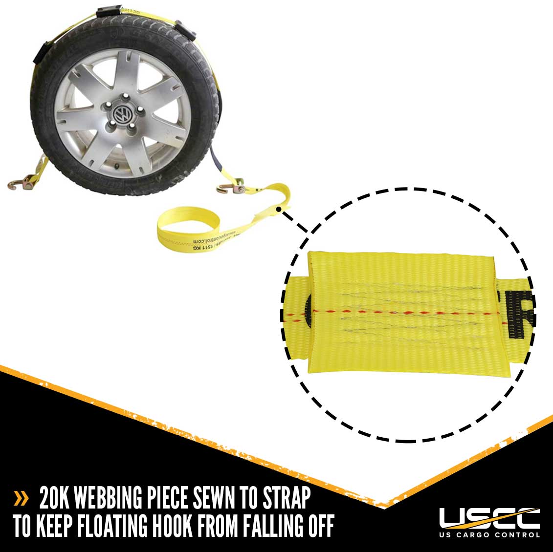 2" x 10' Wheel Strap with 2 Swivel J Hooks R53381