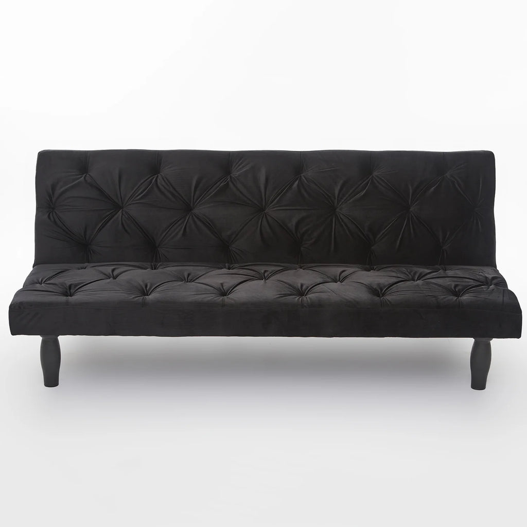 Black Velvet Futon Sofa Bed F9181