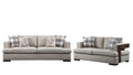 Beige Fabric & Walnut Sofa + Loveseat M6612