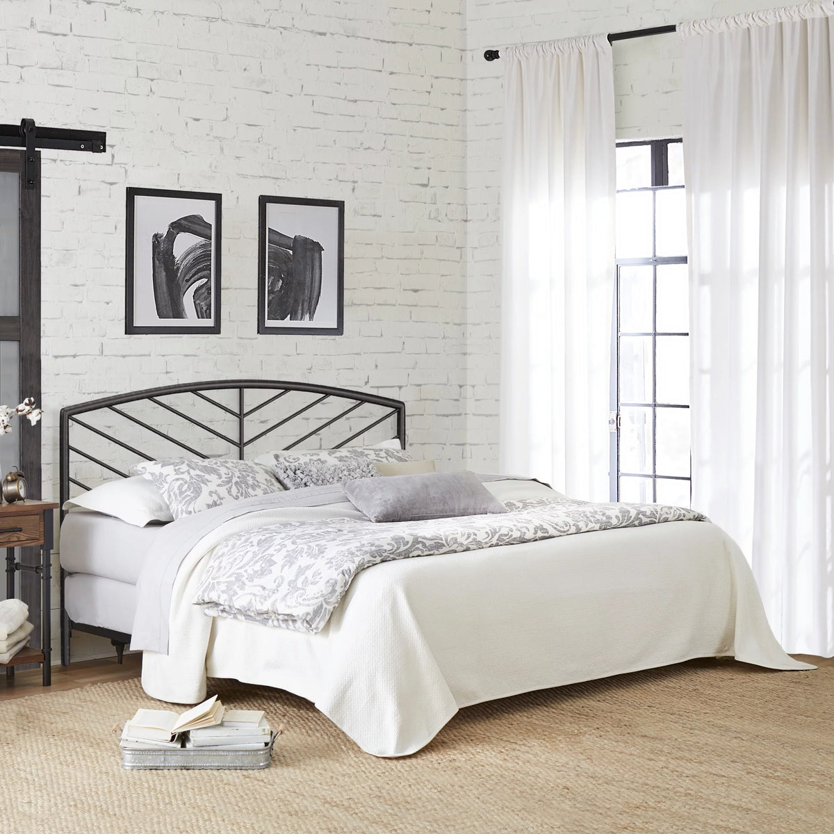 Gray Bronze Metal King Headboard with Bed Frame N54025