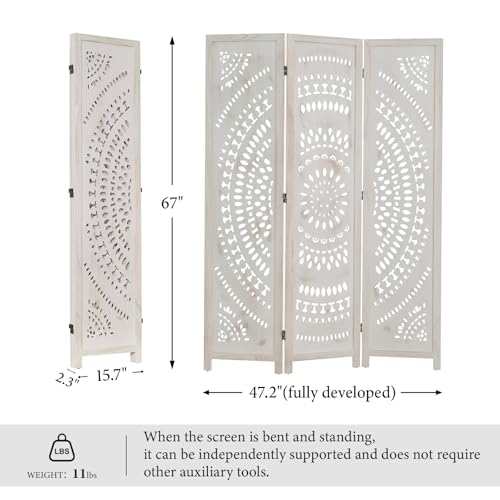 Wood Carved Folding Room Divider Screen 6 Panels D356