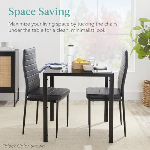 5 Piece Glass Dining Set with 4 Upholstered Chairs R3737
