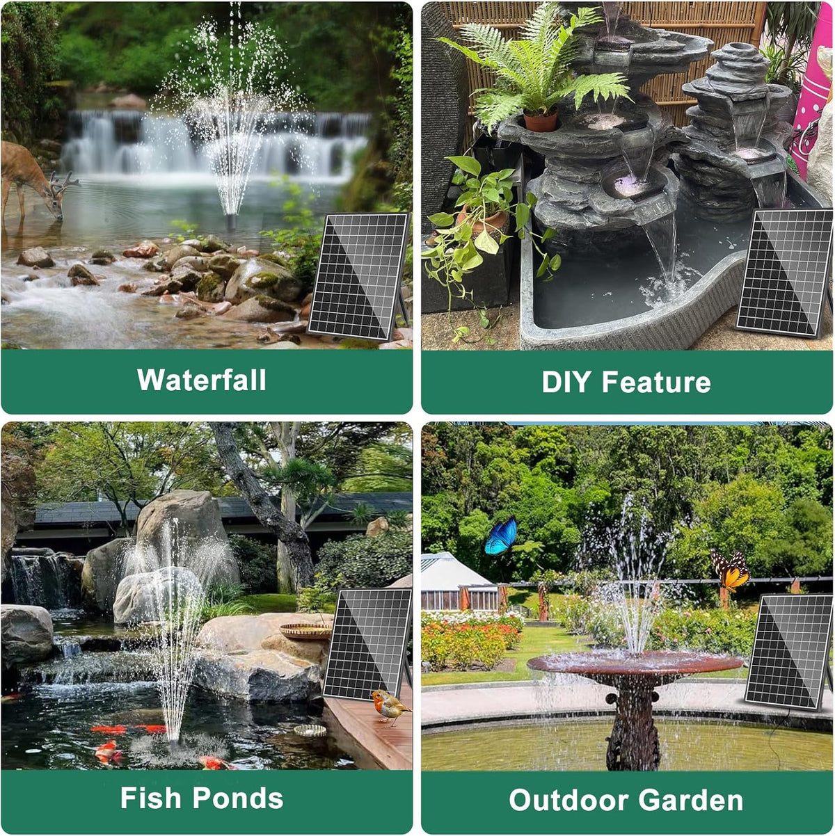 25W Solar Fountain Pump 410GPH with 16.5FT Cord M393565