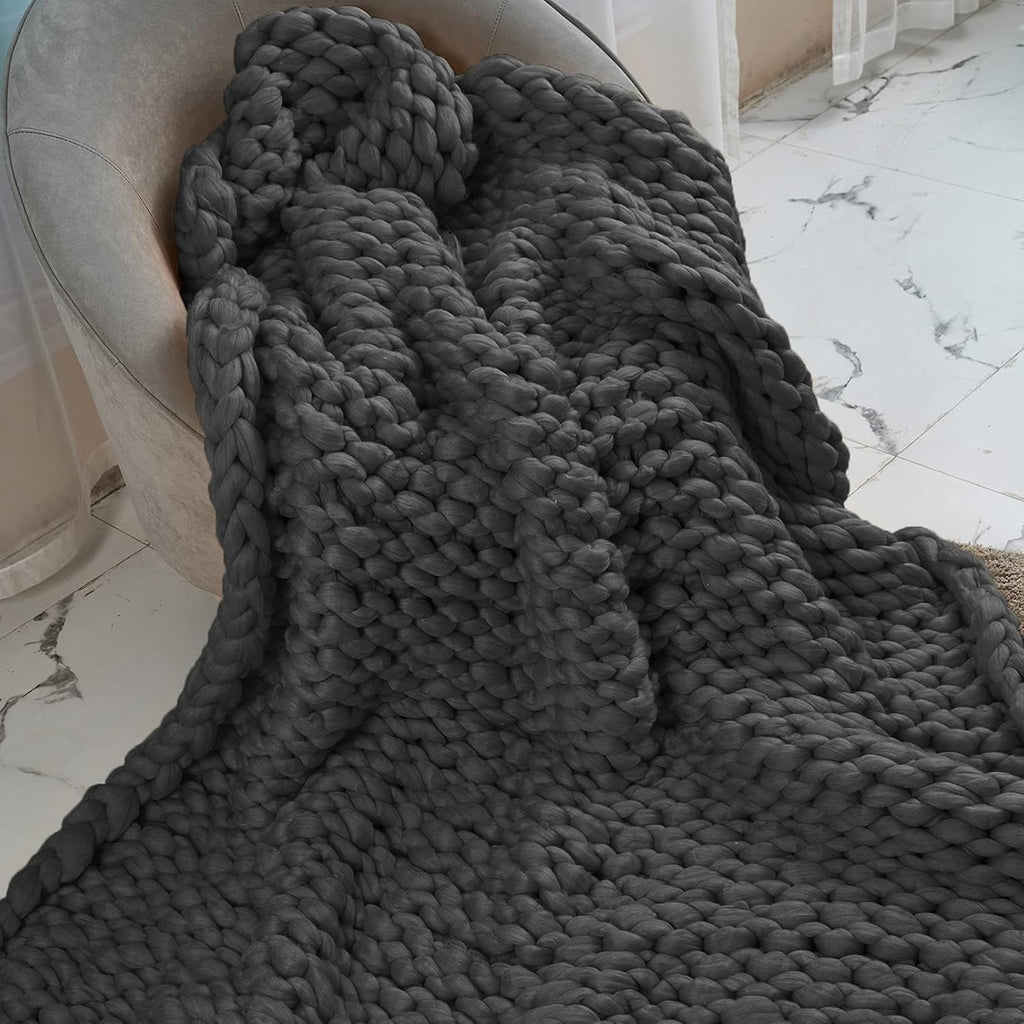Chunky Knit Blanket Throw Rose Red 40x60 J196