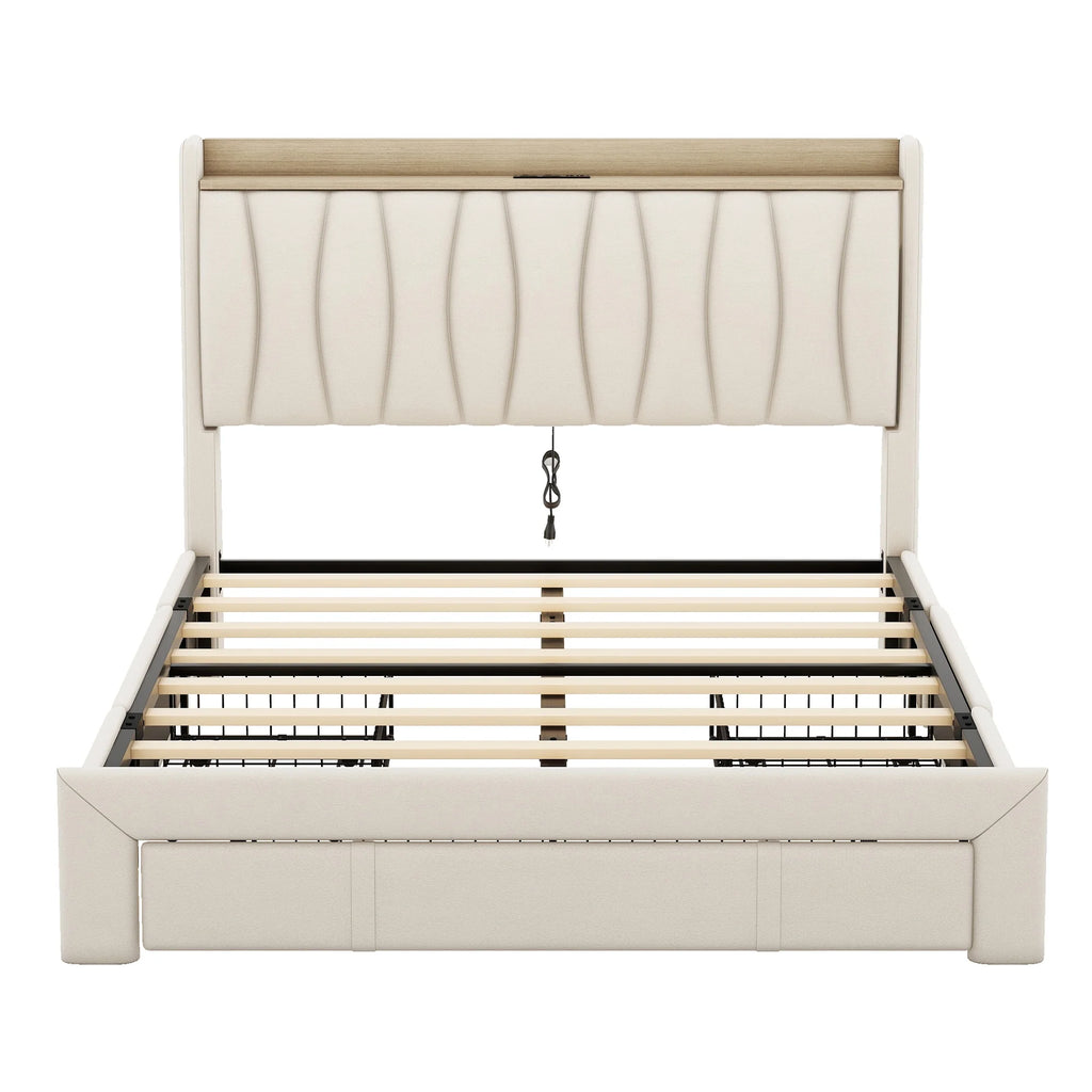 Queen Size Upholstered Platform Bed Frame with 3 Drawers C658887