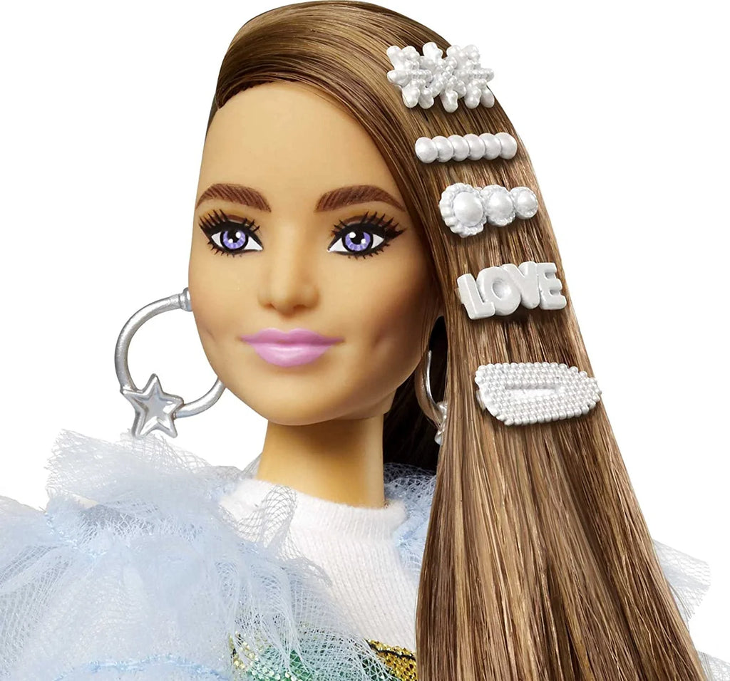Barbie Extra Doll with Long Brunette Hair and Pet Crocodile T984