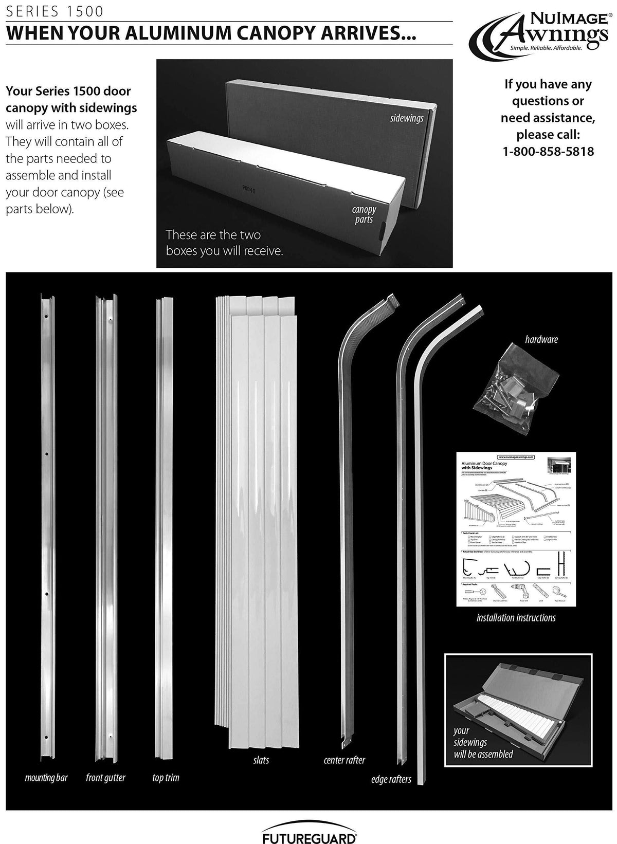 4 ft. Aluminum Door Canopy Awning in Black H4554