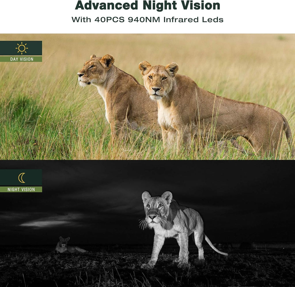 4K WiFi 30MP Trail Camera with 940nm No-Glow IR LEDs Night Vision 0.2s Motion Activated Waterproof IP66 R43099