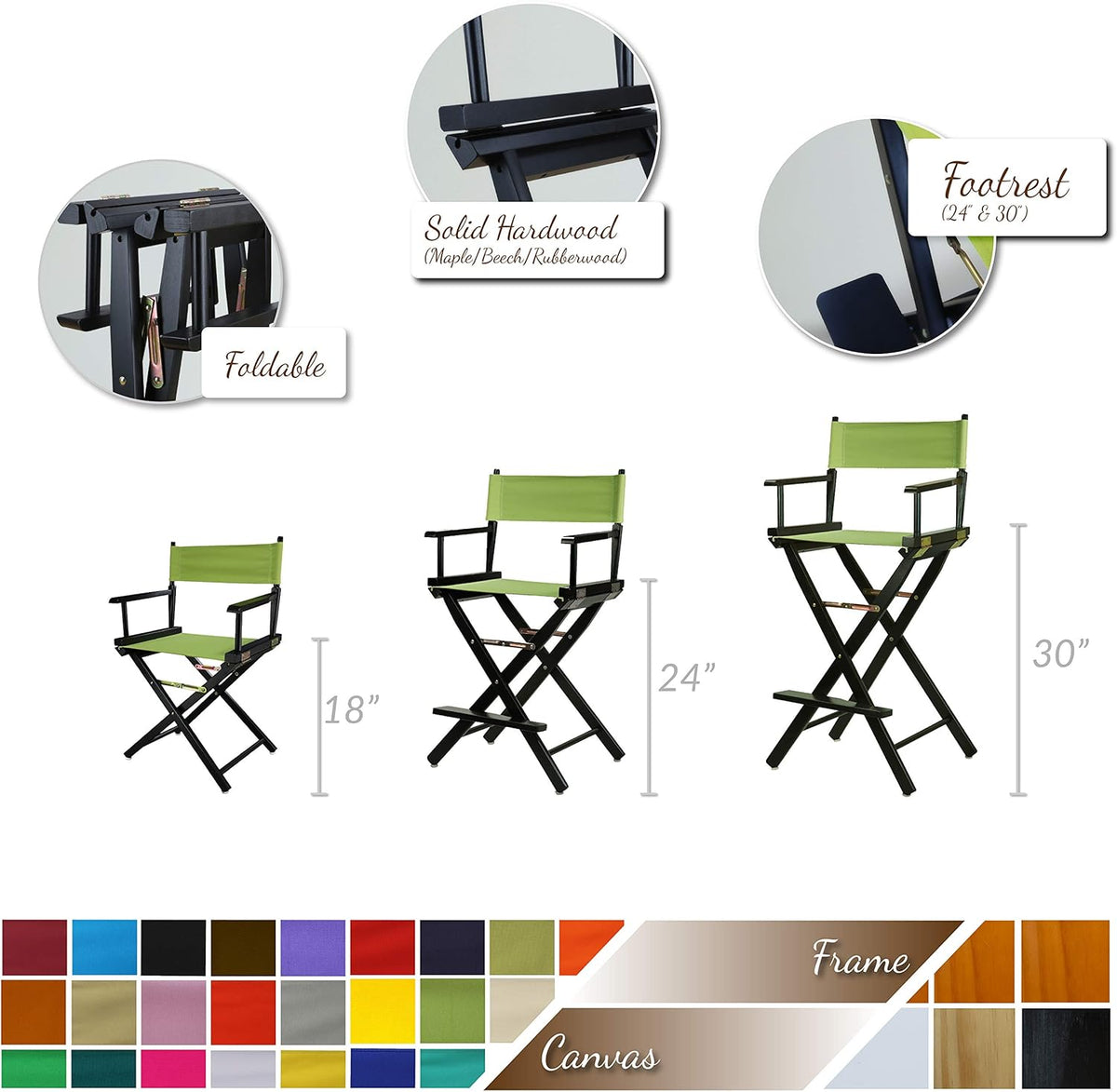 24" Director's Chair Natural Frame with Burgundy Canvas C631