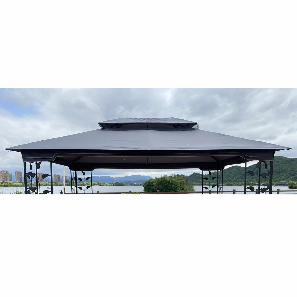 Elegant Gray Double Roof Gazebo Replacement Canopy Top U548324