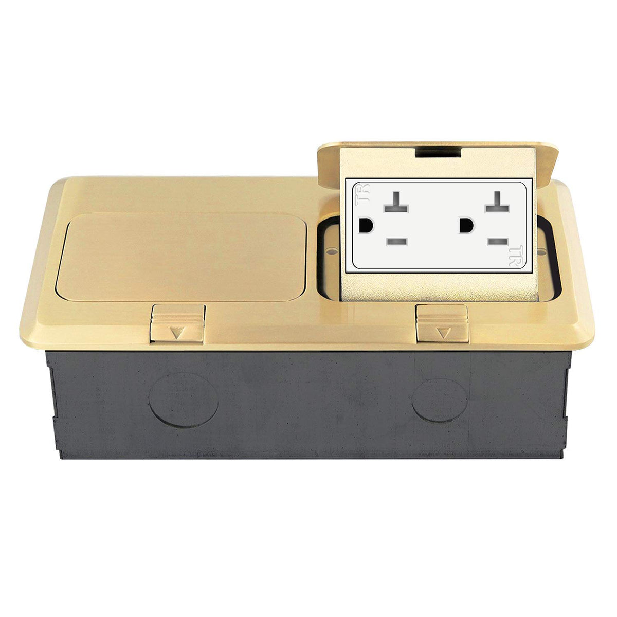 Dual Pop-Up Floor Box Kit with Tamper-Weather Resistant Receptacle Outlets and RJ45 Data Ports F396