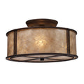 3-Light Semi-Flush in Aged Bronze & Tan Mica Shade L39993